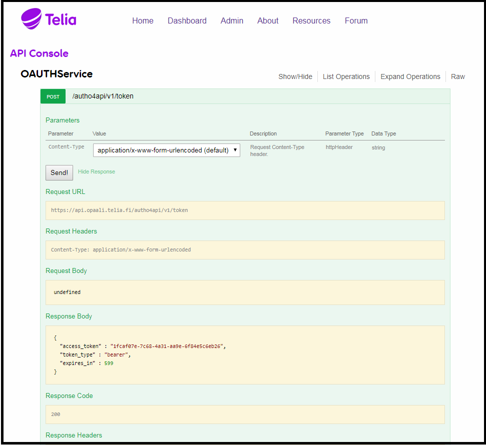 API Console