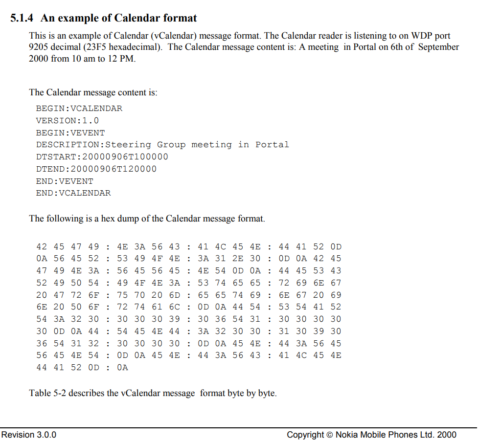 vCalendar example
