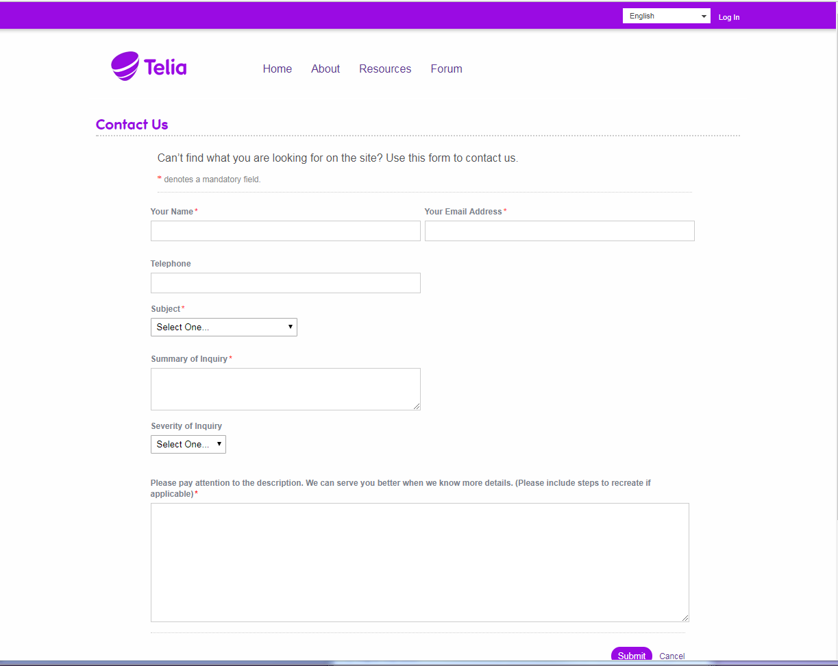 Contact US form